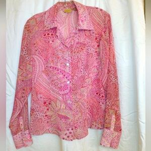 Caslon multicolored long sleeve button down shirt with notched collar